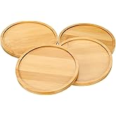 uxcell 4PCS Mosaic Bamboo Coasters, 5.1 Inch Blank Base Trays, Round Drinking Cup Coaster, Wooden Drink Coasters for Coffee Table Dining Table Protection, Brown