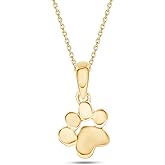 Wishrocks Charm Pendant Necklace Plain Dog Paw Print Jewelry In 14K Gold Plated Sterling Silver, 10K & 14K Solid Gold Along With 18" Chain