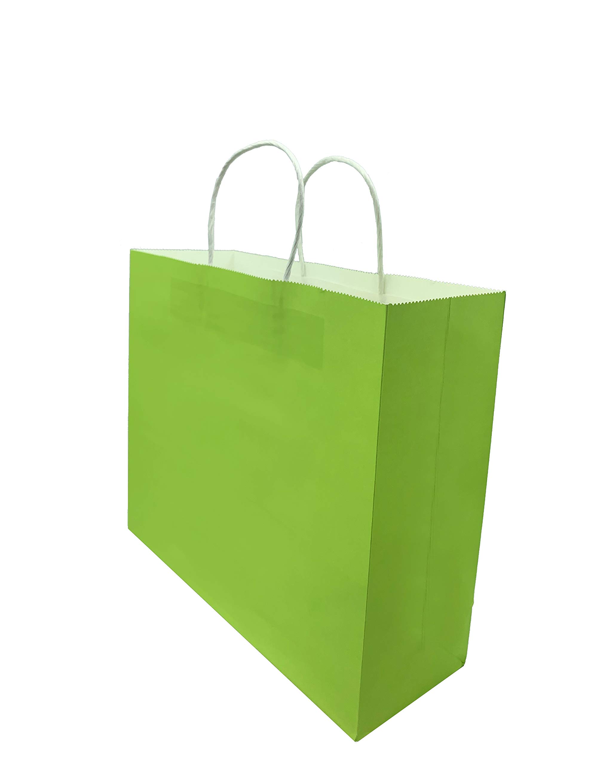 Pack of 6 Horizontal Paper Gift Bags Plain Colour 32 x 27 x 11 cm (Light Green)