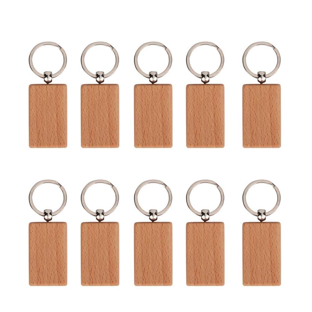 HEEPDD Wooden Key Rings, 10Pcs Blank DIY Key Chains with Split Rings for Crafts Decorations Gifts Natural Unfinished Wood Accessories for Home Office Car