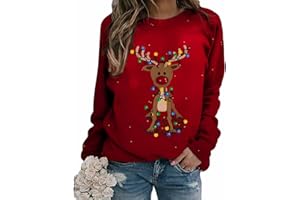ZEFOTIM Ugly Christmas Sweatshirts For Women Funny Cute Xmas Reindeer Snowman Tops Long Sleeve Crewneck Pullover