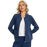Scrub Jackets for Woman, Zip Front Nurse Jacket, 4-Way Stretch Fabric with Four Pockets