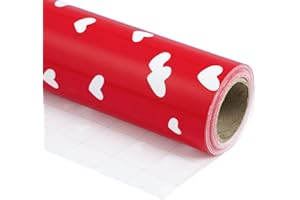 WRAPAHOLIC Wrapping Paper Roll - Heart Print for Valentine's Day, Mother's Day, Birthday, Wedding, Party Present Packing - 30 Inch x 33 Feet