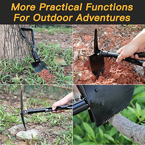 Z ZANMAX Folding Shovel, Camping Shovel Spade with Free Carrying Pouch for Camping, Backpacking, Car Emergency, Fishing, Gardening, Trenching - Thumbnail 4