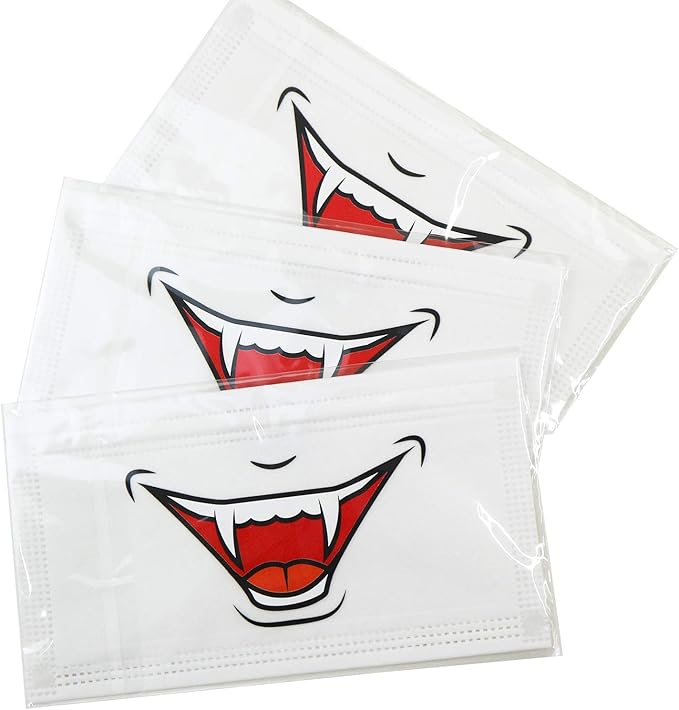 Amazon 不織布マスク ドラキュラ柄 かわいいマスク 個包装 3枚入 マスク本舗 布マスク