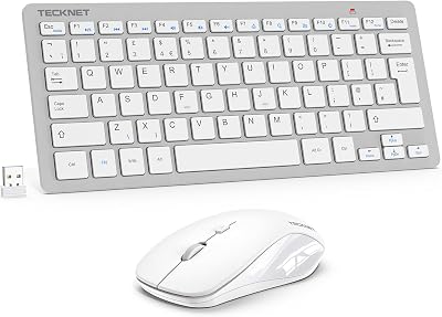 TECKNET Mini Wireless Keyboard and Mouse Set 2.4G USB Receiver 12 Multimedia