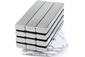 MIKEDE Magnets, 12 Pack Neodymium Bar Magnets with Double-Sided Adhesive, Strong Magnets Heavy Duty Magnetic Strips, Powerful Rare Earth Metal Magnets for Locker, Fridge, Office - 60x10x5 mm