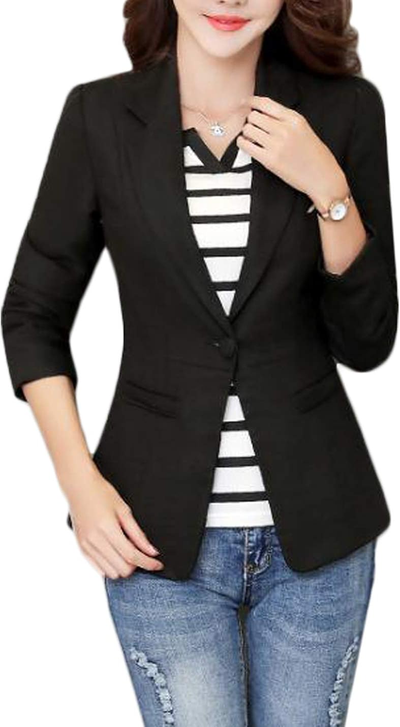 Jenkoon Womens Cotton Linen One-Button 