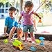 QuadPro Beach Sand Toy Set for Kids 15 Pieces with Sand Wheel, Toy trucks, Sand Molds, Bucket, Shovel and Rake Tools, Toddlers Outdoor Sandbox Toys for Boys and Girls