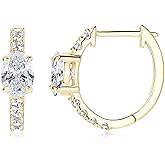 EONFUN 1CT Oval Moissanite Hoop Earrings for Women, D Color VVS1 Clarity Moissanite, 925 Sterling Silver Earrings for Mother's Day Wedding Birthday Jewerly Gifts