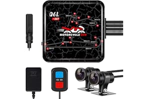 VSYSTO Motorcycle Dash Camera, Parking Monitoring, WiFi Night Vision WDR HD 1080P SONYIMX307 Front and Rear Camera Motorbike 