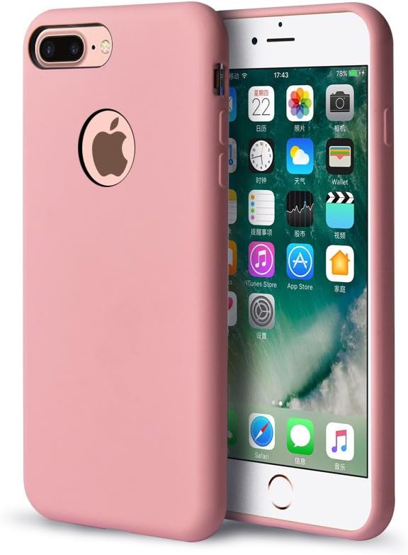 iPhone 7 Plus Case,KABADDI Shockproof Liquid Silicone Gel Bumper Case with Soft Microfiber Clothing Cushion for Apple iPhone 7 Plus(2016) -Light Pink