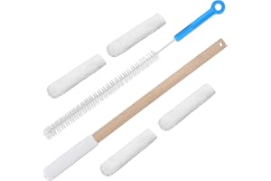 Yaomiao Set of 2 Long Handle Toe Brush 15.75 Inches Wooden Foot Towel Brush with Reusable Remove Soft Drying Covers for Foot 