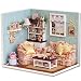 Cuteroom Dollhouse Miniature DIY Wood Kit Dolls house with Cover and LED Toy Christmas Gift Birthday Gift Cute Room--Happy Time