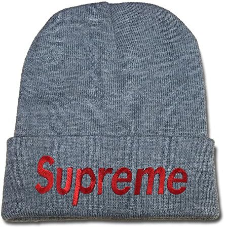 HENGYUN Supreme Box Logo Beanie Fashion Unisex Embroidery Beanies Skullies Knitted Hats Skull Caps - Grey