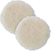 TCP Global Premium 7 Inch Wool Buffing Pads (2 Pack) - 100% Natural Wool Buffer Pads, Polishing Pad for Car Detailing - 1 Inch Thick Pile, Hook and Loop Buffing Pad for Orbital Buffer
