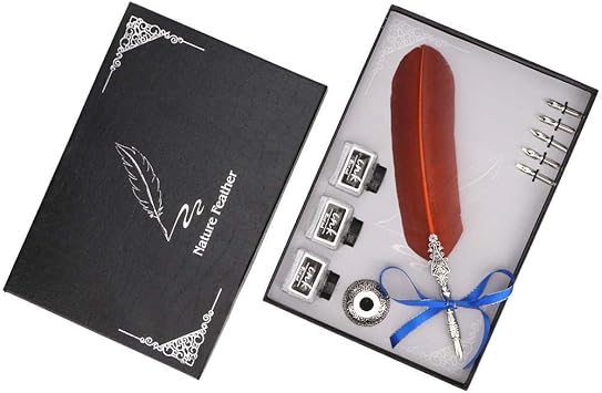 Amazon 羽根羽ペン英語ビンテージ書道噴水手作りディップペン5つの交換用ペン先 ペン先のペン先 ギフト用の箱 オレンジ 万年筆 文房具 オフィス用品