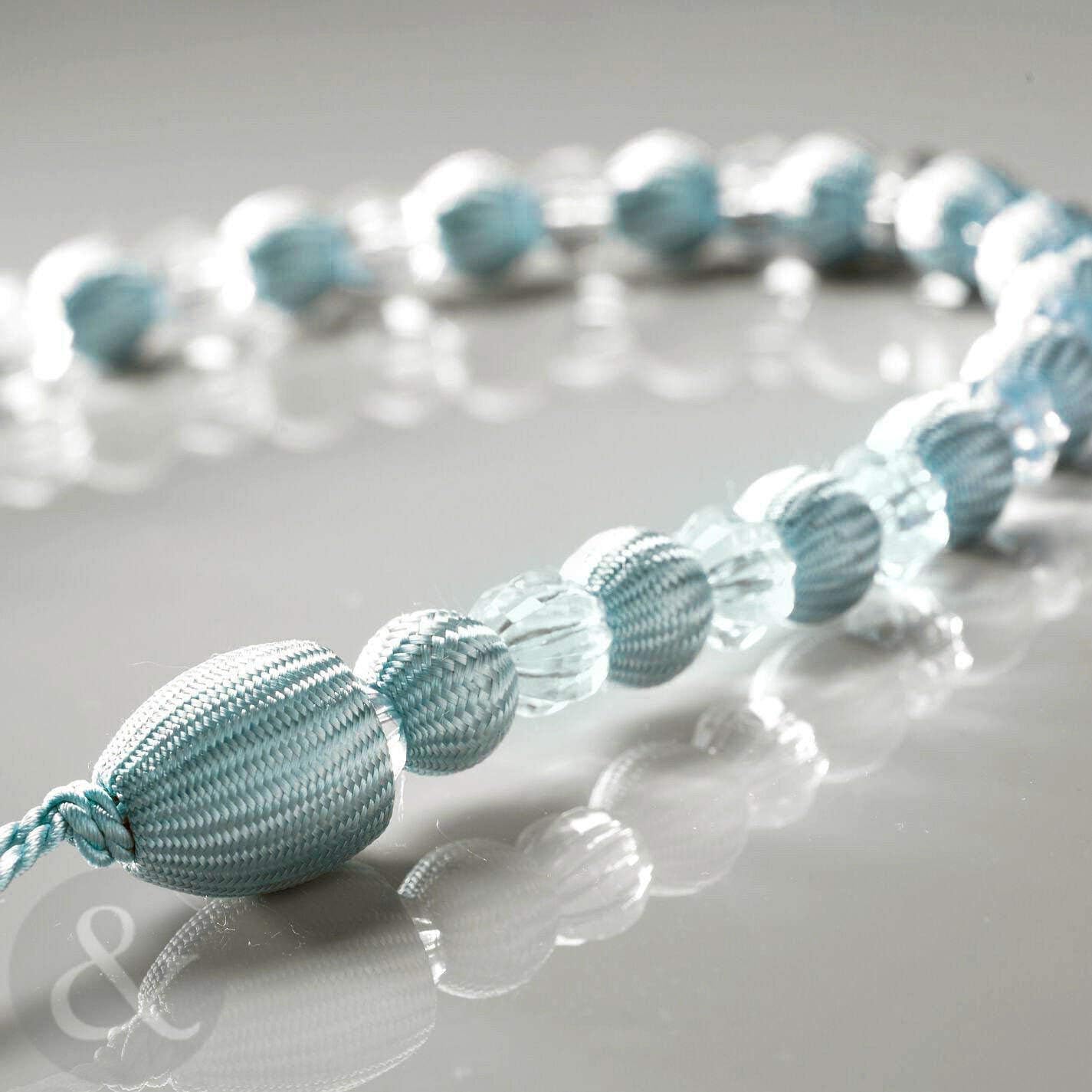 Earle Beaded Rope Curtain Tie Back Individual, Duck Egg Blue