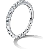 getlove Moissanite Wedding Band for Women 18K White Gold Plated 925 Sterling Silver D Color VVS1 Clarity Moissanite Half Eternity Band Stackable Ring Size 4-11