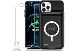 KCKEM Battery Case for iPhone 12 Pro Max, Upgraded 10800mAh Rechargeable Portable Extended Battery Pack Supported Qi Wireless Charging Case Compatible with iPhone 12 Pro Max (6.7 inch) Charger Case (Black)