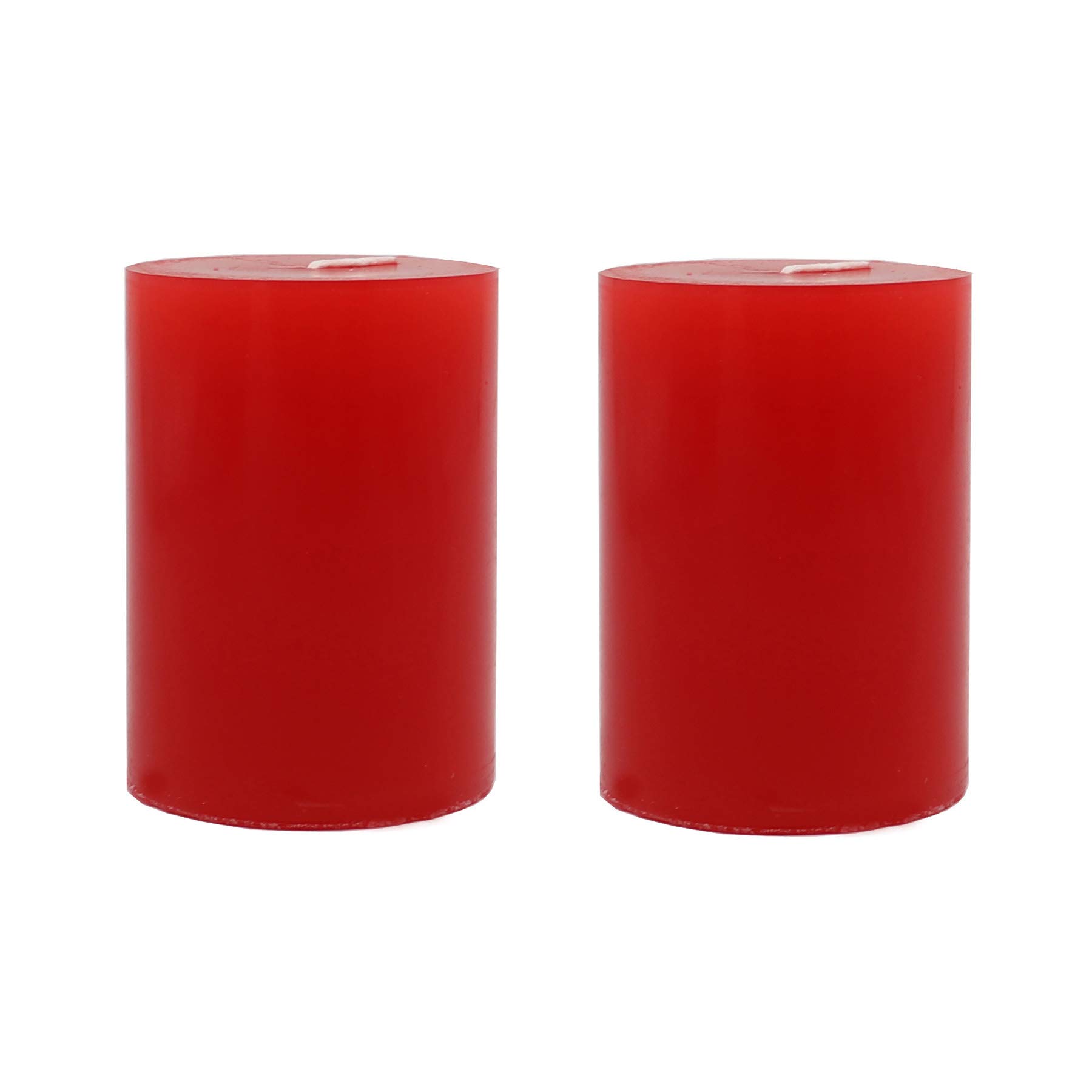 KuTi Kai Solid Colour Pillar Candle,Unscented Smokeless Cotton Wick - Long Burn Time, Suitable for Weddings, Church, Home Decoration, Restaurants, Spa 2pcs/Set (Red, 7.5x10cm)