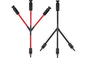SOYAN 3 to 1 Solar Connectors Y Branch Parallel Adapter 10AWG Cable for Solar Panel (Red & Black)