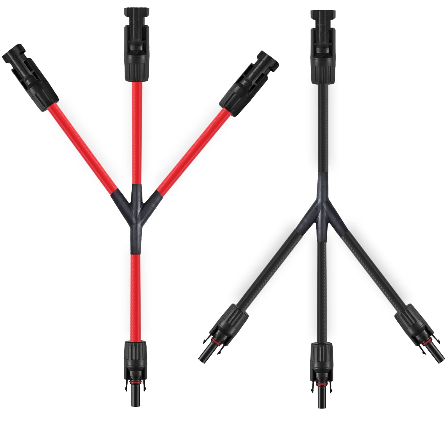 Photo 1 of SOYAN 3 to 1 Solar Connectors Y Branch Parallel Adapter 10AWG Cable for Solar Panel (Red & Black)