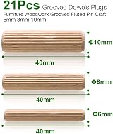 5Plus 21 Pcs Assorted Wooden Dowels M6 M8 M10 Grooved Fluted Pins Furniture view 2