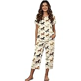 Yatixapu Women's Pajama Set Short Sleeve Tops and Capri Pants Sleepwear 2 Piece Pjs Sets with Pockets Plus Size Lounge Sets