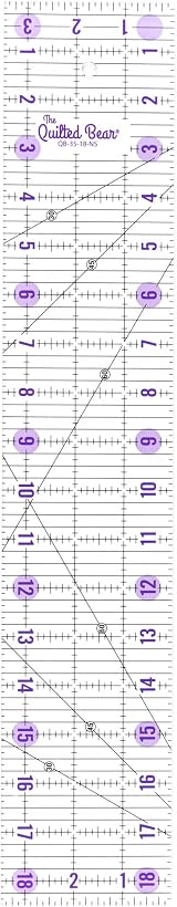 The Quilted Bear Quilting Rulers Transparent Non-Slip 3.5 x 18.5 inches