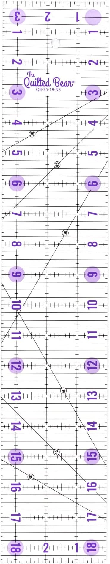 The Quilted Bear Quilting Rulers Transparent Non-Slip 3.5 x 18.5 inches