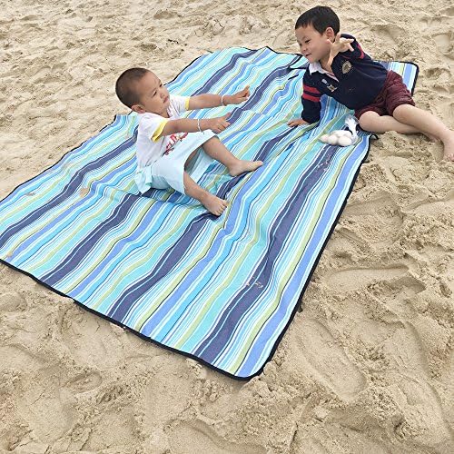 Extra Large 78"x59" Outdoor Blanket with Water-resistant Backing,Handy Mat with Bule Strap for Camping,Traveling, Beach,Picnics,Sports, Concerts, Hiking and Emergencies