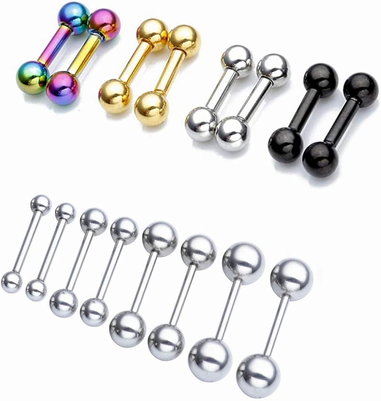 Bundle 2 Items 14 G Barbells Rainbow 6mm Post Studs