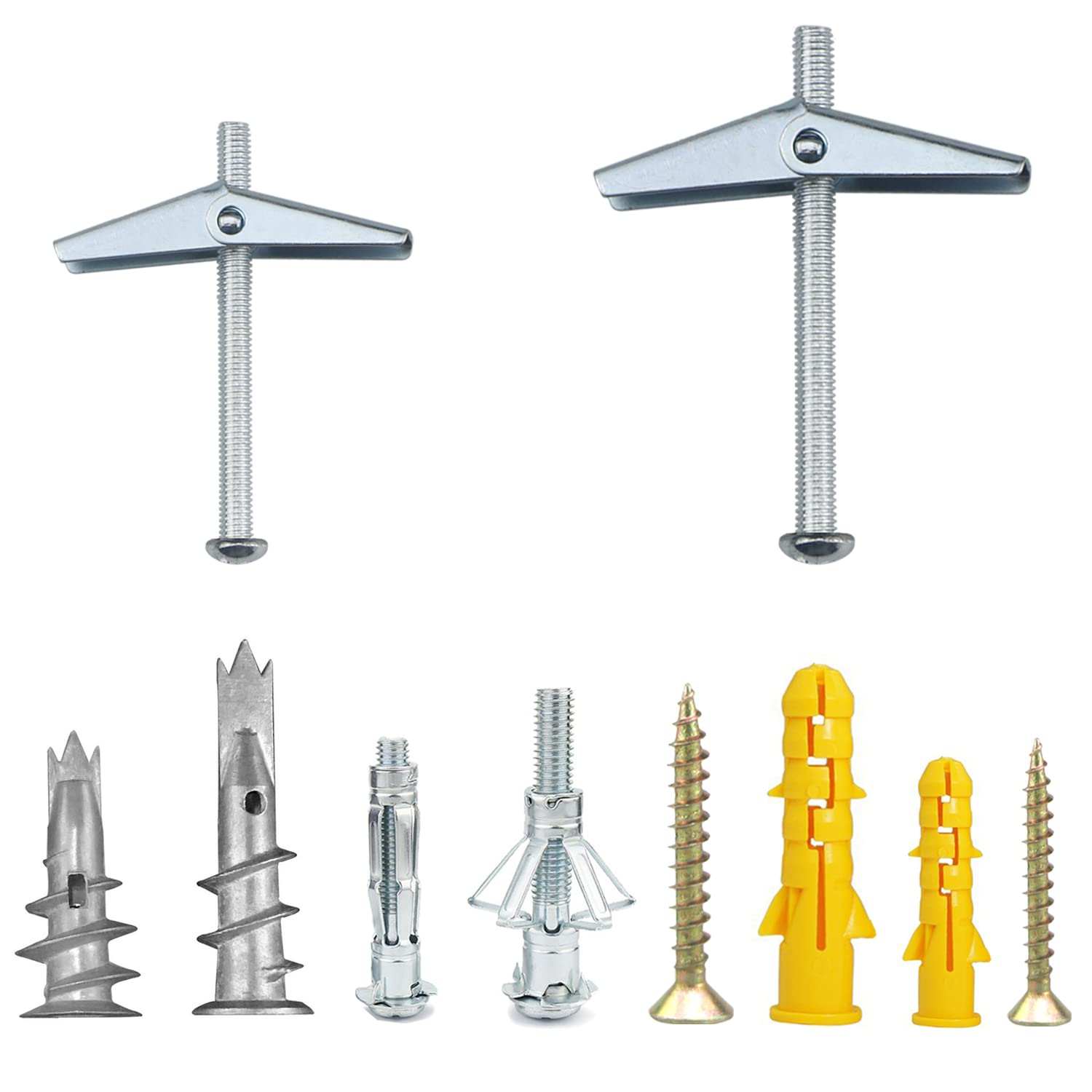 Lemiyoo 136 Pcs Plasterboard Fixings Heavy Duty,Wall Plugs And Screws,Hollow Wall Anchor Bolts Set For Plaster Boarding,Dry Walls,Brick,Masonry,Metal,Concrete,Tv Fixings Rawl Plugs Kit
