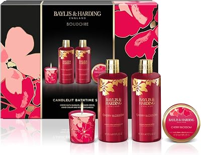 Baylis & Harding Boudoire Cherry Blossom Bath Gift Set Candle Vegan Friendly