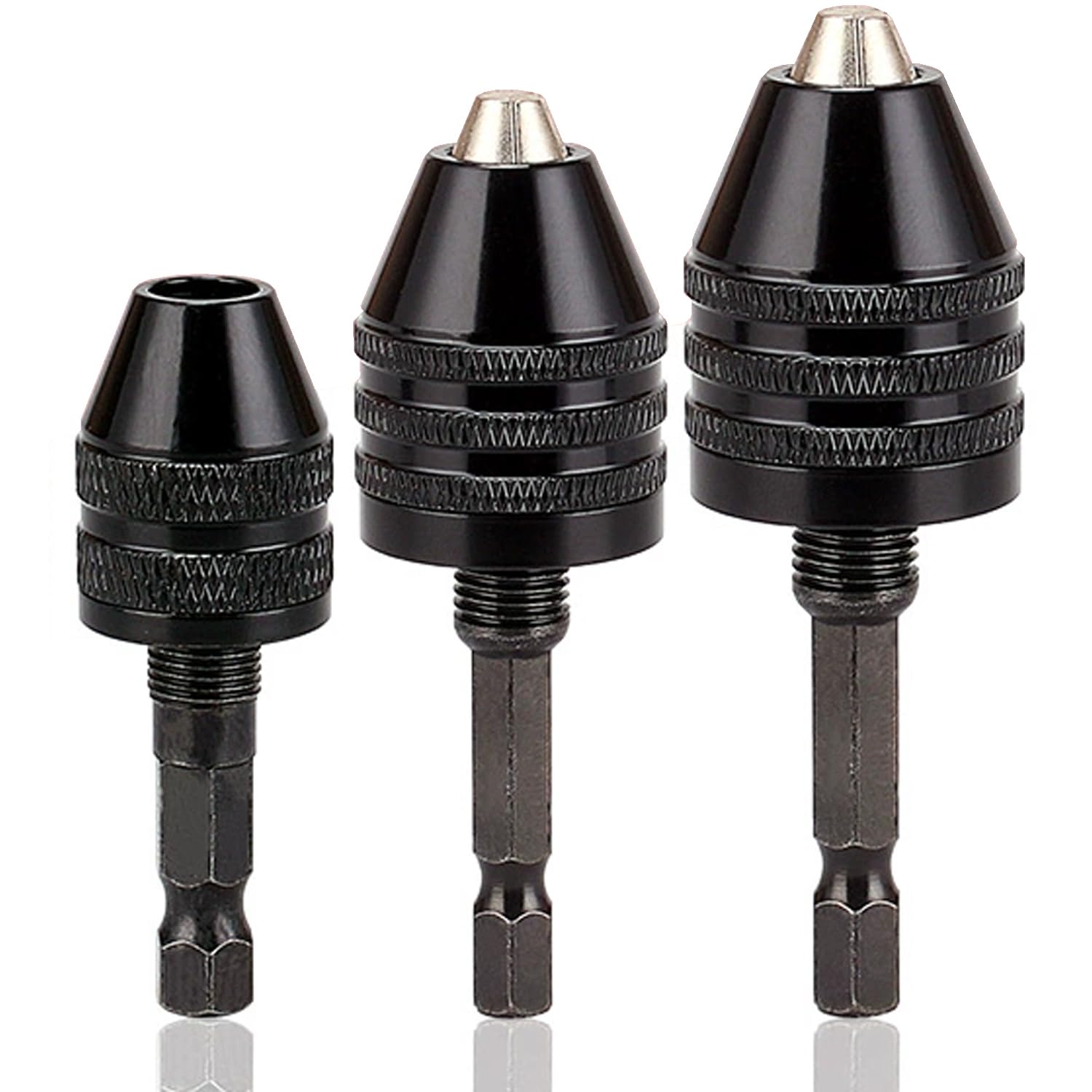 Photo 1 of Resze Keyless Drill Chuck Adapter - 3Pcs Drill Chucks for Impact Driver, 1/4' Hex Shank Chuck Conversion Adapters
