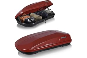 DVASOVIO Heavy-Duty Rooftop Cargo Box, Weather-Resistant Hard-Shell Roof Storage Box with Security Locks, 130 LBS Capacity, 14 Cubic Ft, 56" L x 30" W x 13.7" H, Red