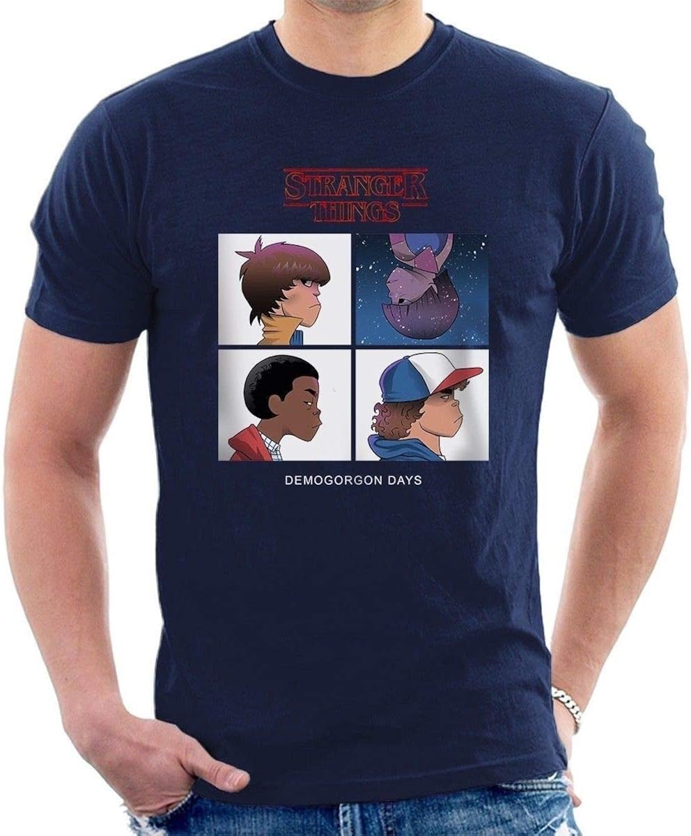 Stranger Things Men Graphic T-Shirt Demogorgon Days Gorillaz Inspired Parody Funny tee: Amazon.es: Ropa y accesorios