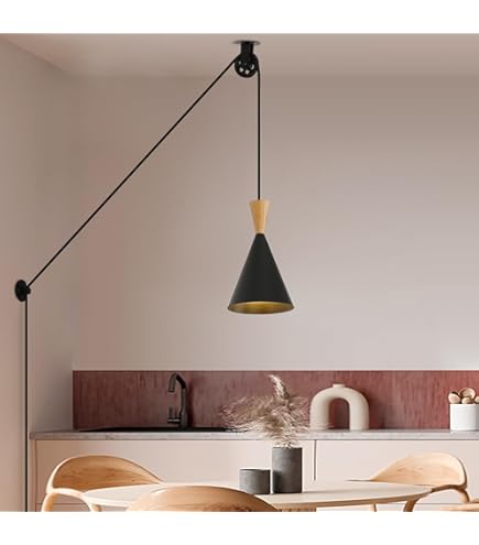 SUNLLOK Oderne Blanc Bois E27 Rustique Suspension Table à Anger Avec