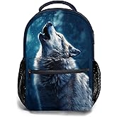 Sphragiyn Wolf Backpack Lightweight School Bag Bookbag for Kids Girls Boys Elementary Students 1st 2nd 3rd 4th 5th Grade