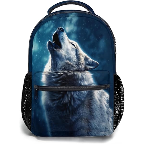 Amazon.com: Giwawa Wolf Backpack for School, Blue Red Fire Wolf