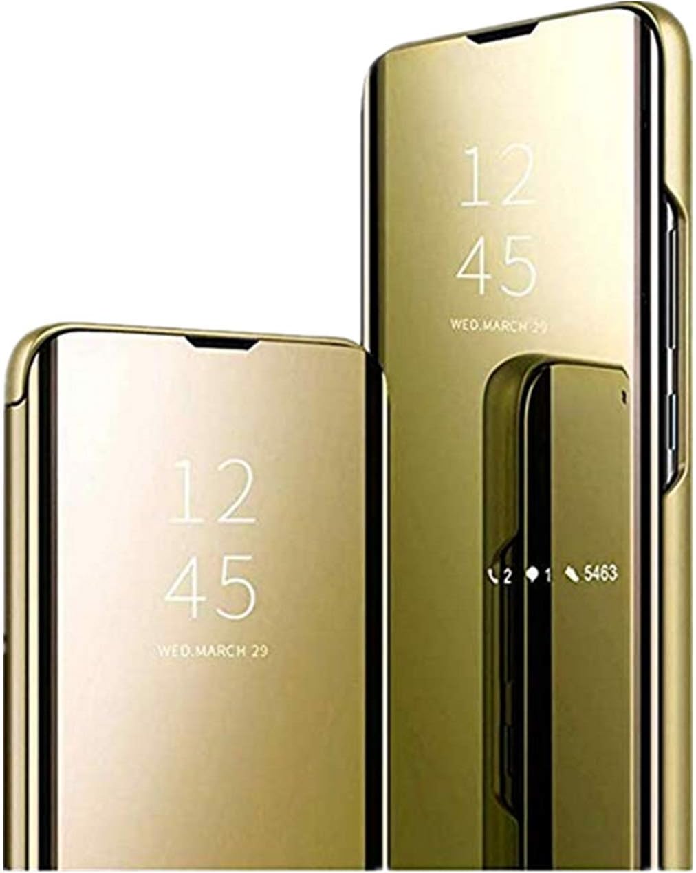 for Samsung Galaxy A70/A70S Newest Phone Case Clear View Ultra Slim Mirror Plating PC Flip Folio Grip Protective Stand Cover