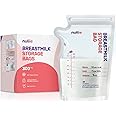 Nuliie 300 Pcs Breastmilk Storage Bags, 8 OZ Breast Milk Storing Bags, BPA-Free, Milk Storage Bags with Pour Spout for Breastfeeding, Self-Standing Bag, Space Saving Flat Profile