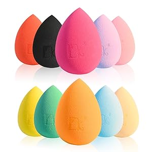 DOLOVEMK 10 PCS/Pack Makeup Sponges Blender Smooth Foundation Sponge Powder Puff,Soft Beauty Sponge Blender,Swelling Becomes Larger After Wetting,Latex-Free,Teardrop Shape