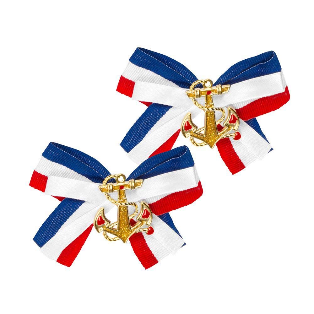 Boland 44365 - Hair Clip Navy, Pack of 2, Hair Accessories, Sailor, Captain, Bow, Accessory, Theme Party, Carnival