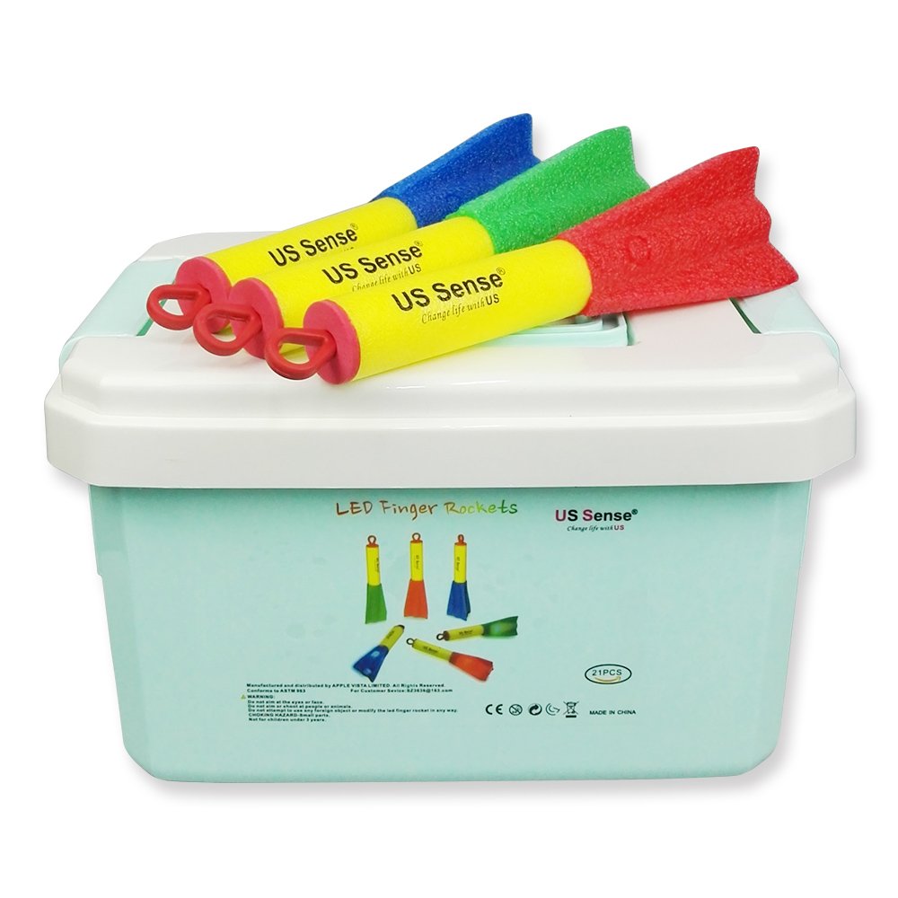 US Sense 21 Pack LED Foam Finger Rockets Slingshot Toys for Boys Girls