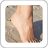 Erimberate Bohemian Heart Ankle Bracelet Silver Heart Ankle Chain Bracelet Hollow Heart Beach Anklet Chain Minimalist Heart Foot Chain Anklet Summer Beach Foot Chain Jewelry for Women Gifts