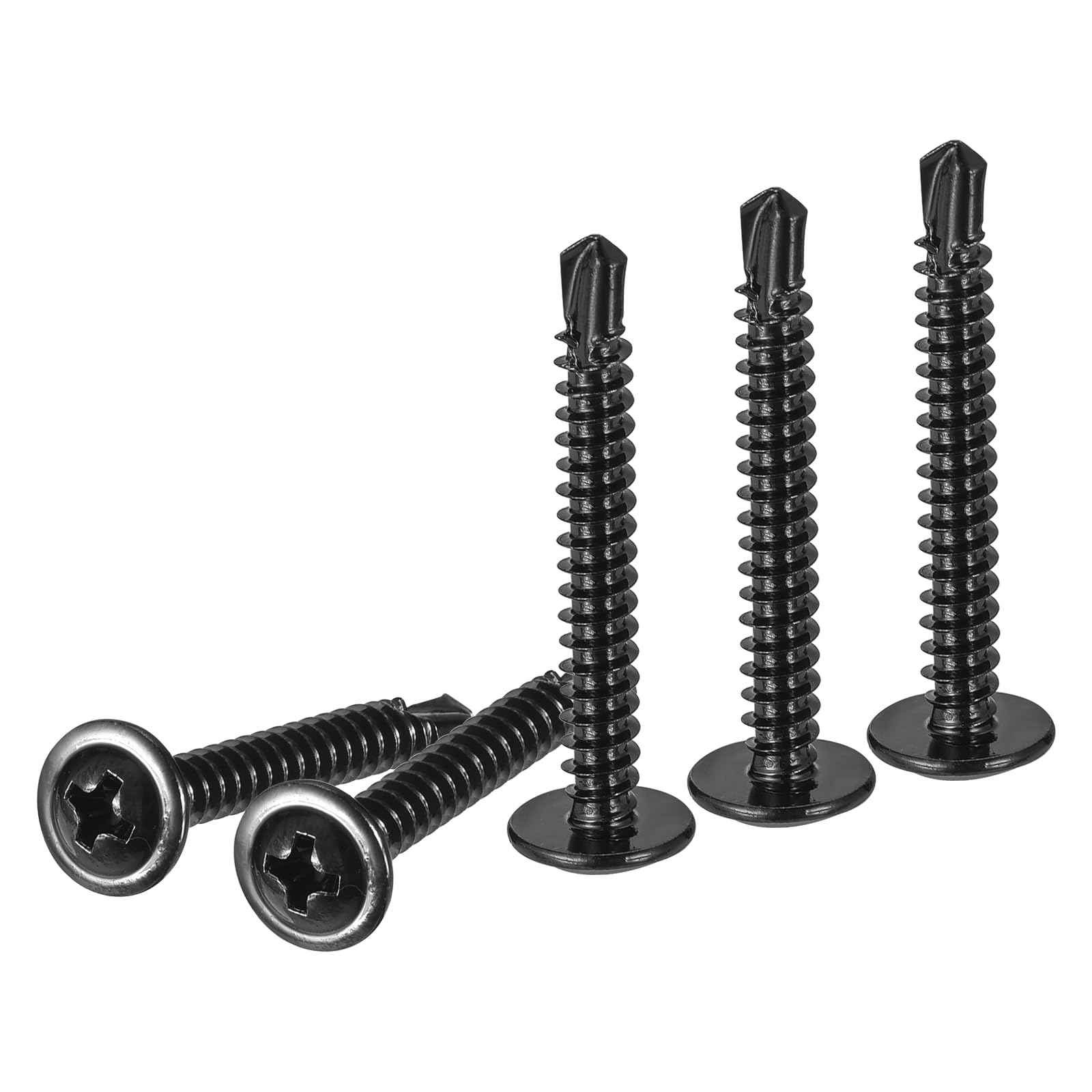 DTGN #8x1-1/4 Sheet Metal Screws - 250Pack - for Wood, Furniture - 410 Stainless Steel Phillips Round Head Washer Drill Tail Self Tapping Screws - Black