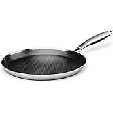 Innerwell Stainless Steel Crepe Pan - 11inch Nonstick Crepe Pan, Stainless Steel Honeycomb Coating Pancake Pan, Non Stick Flat Skillet Tawa Dosa Tortilla Griddle Pan, Induction Compatible, PFOA Free