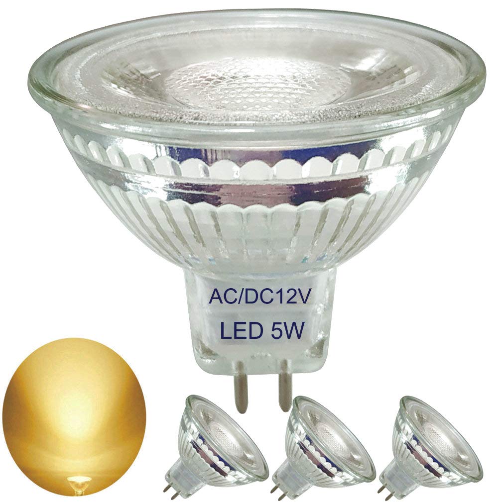 luckmax 5W MR16 12V LED Bulbs,Warm White 3000K,36° Narrow Beam Angle,GU5.3 LED Spotlight,Equivalent 50W Halogen,Track Light,Recessed Light